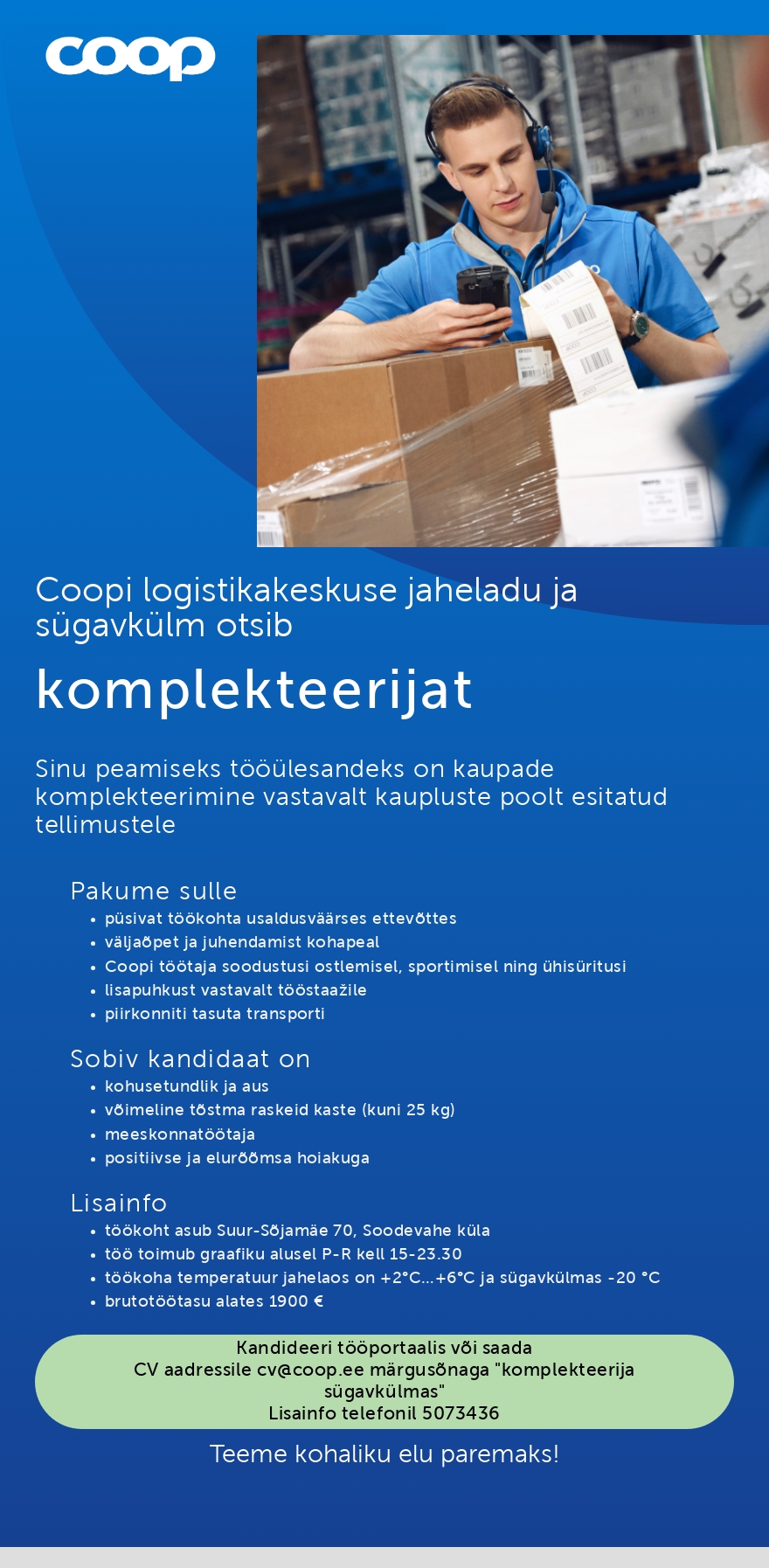 Coop Eesti Keskühistu Komplekteerija (jaheladu ja sügavkülm)