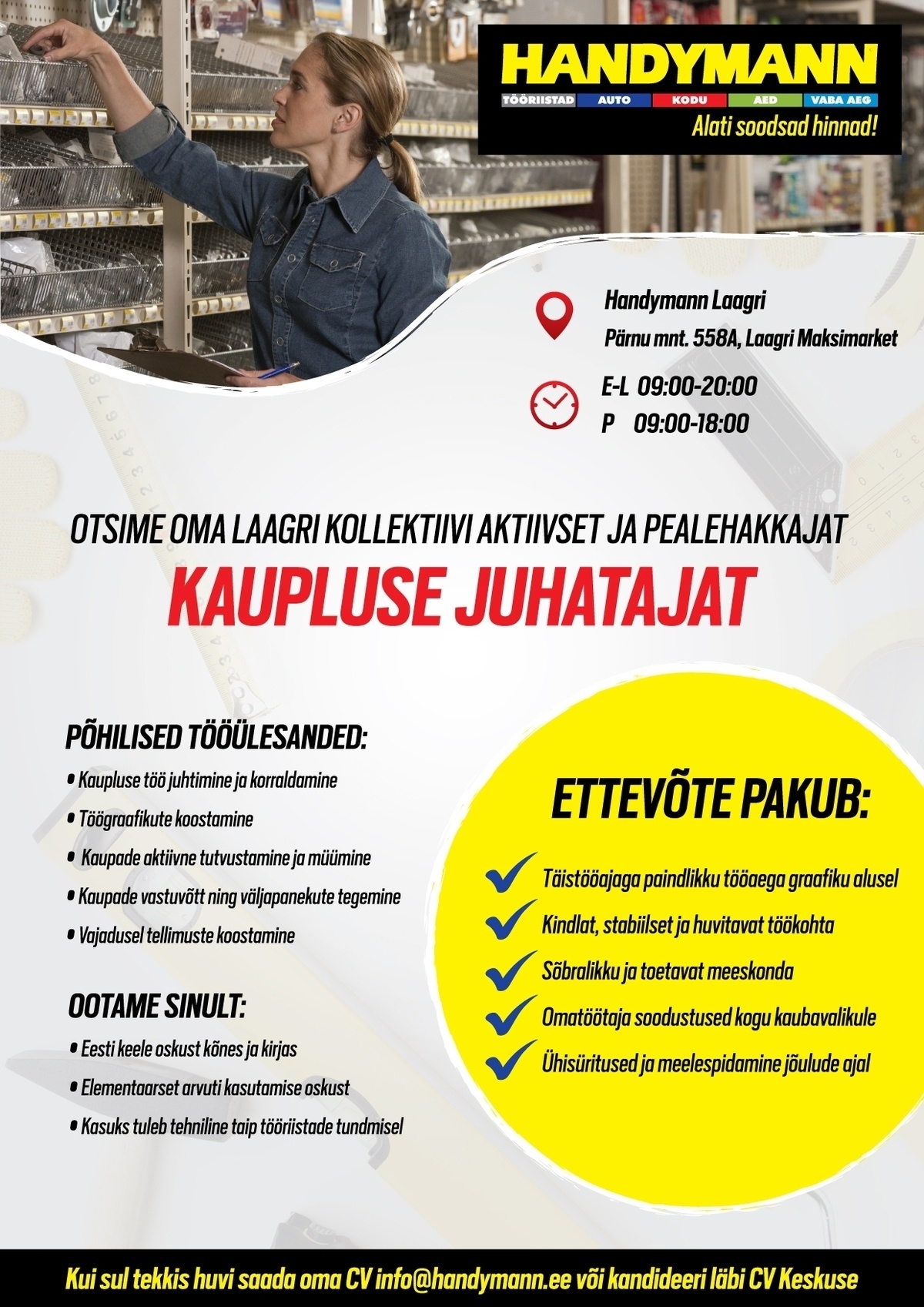 Handymann OÜ Kaupluse juhataja Laagri Handymanni