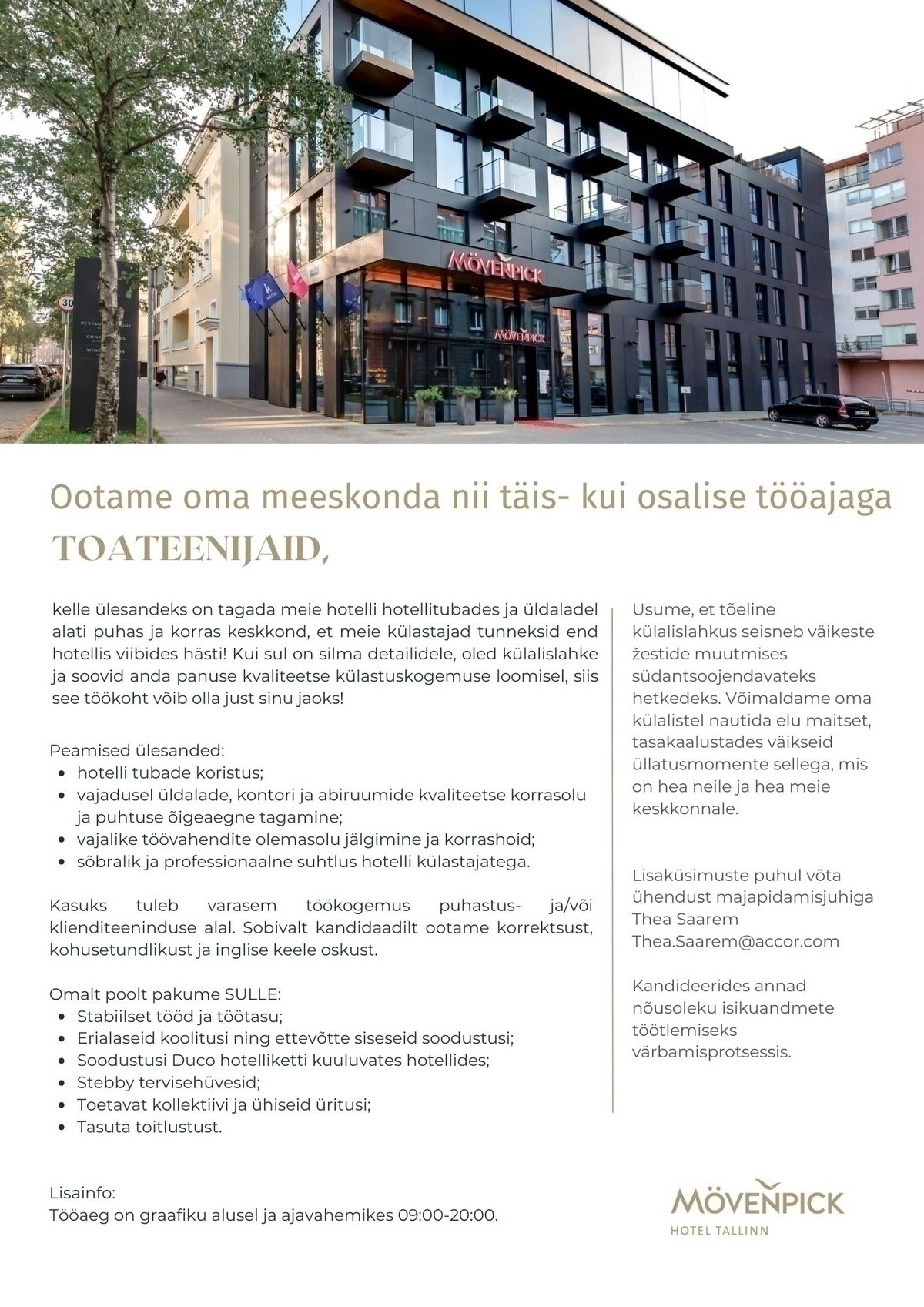 Duco MP OÜ Toateenija - liitu Mövenpick Hotel Tallinn meeskonnaga!