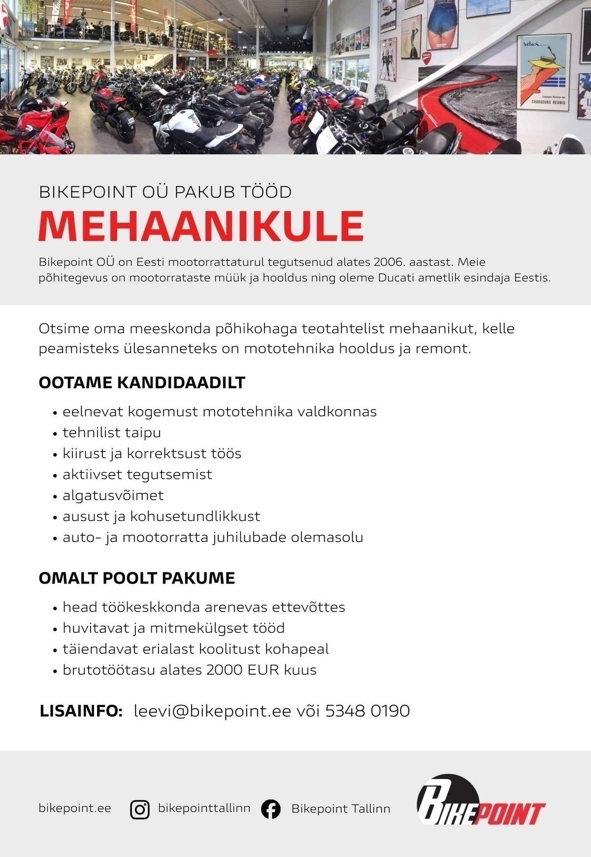 Bikepoint OÜ Mehaanik