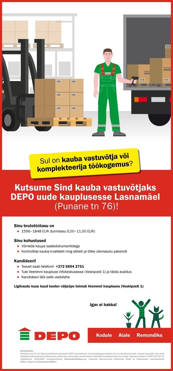 DEPO DIY EE OÜ Kauba vastuvõtja, Lasnamäe (Punane tn 76)