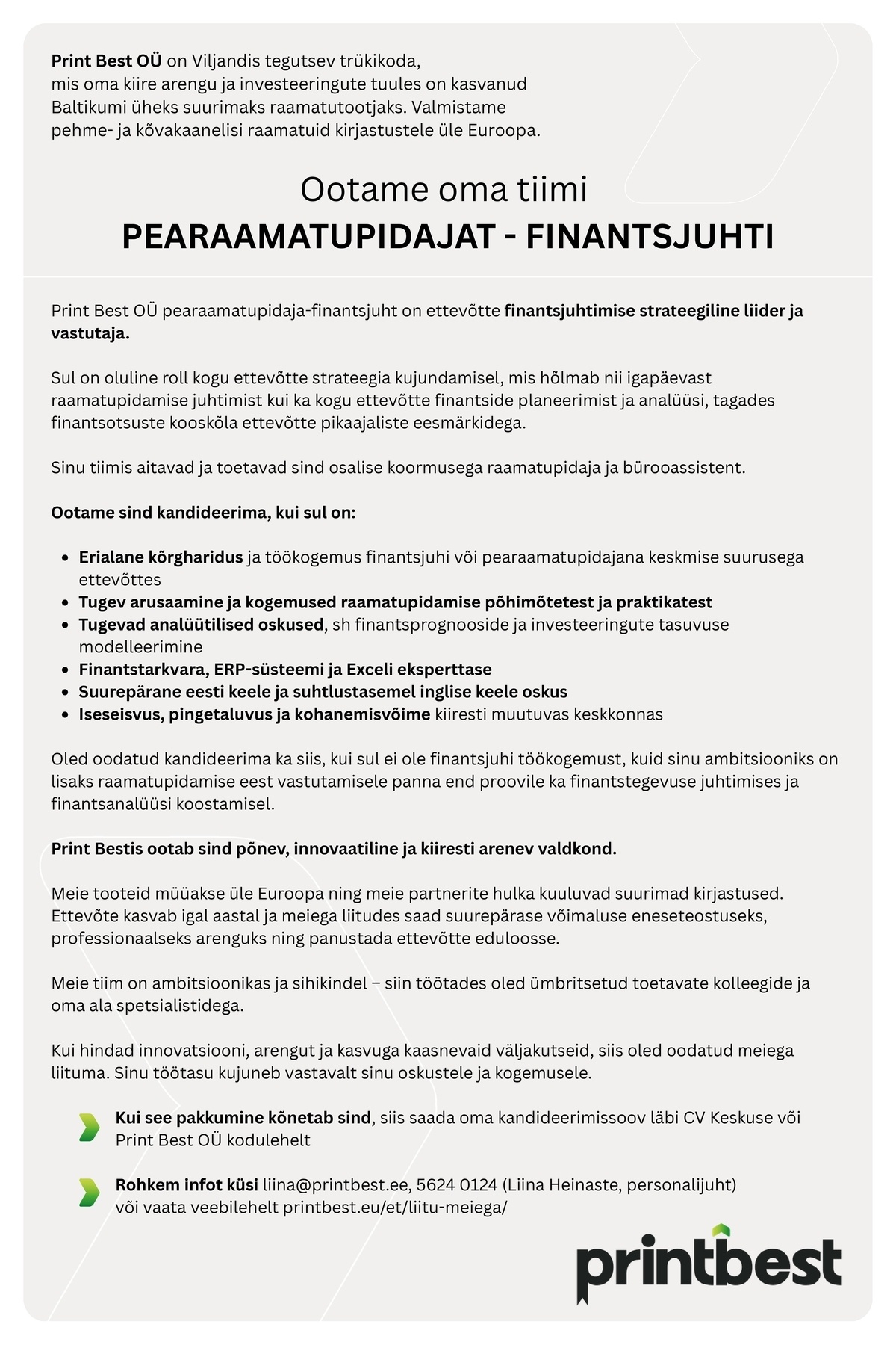Print Best OÜ PEARAAMATUPIDAJA-FINANTSJUHT