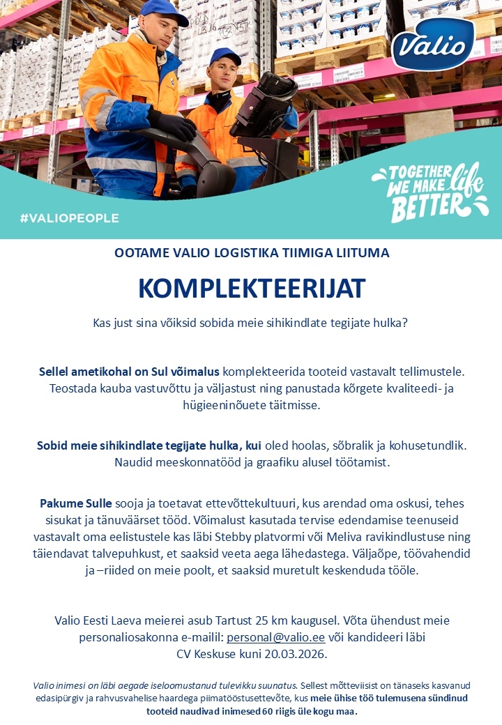 Valio Eesti AS Komplekteerija