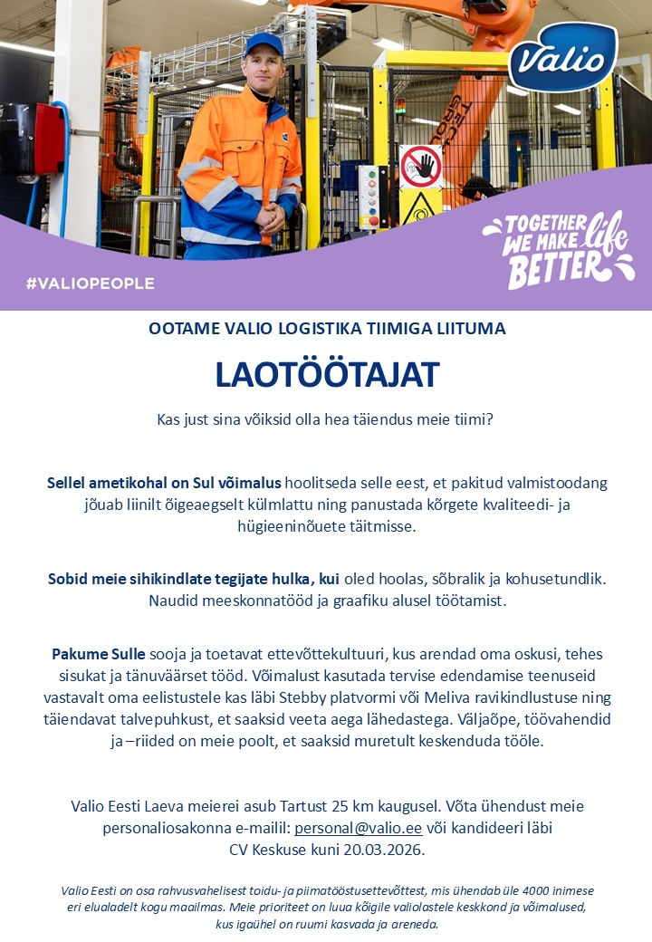 Valio Eesti AS Laotöötaja