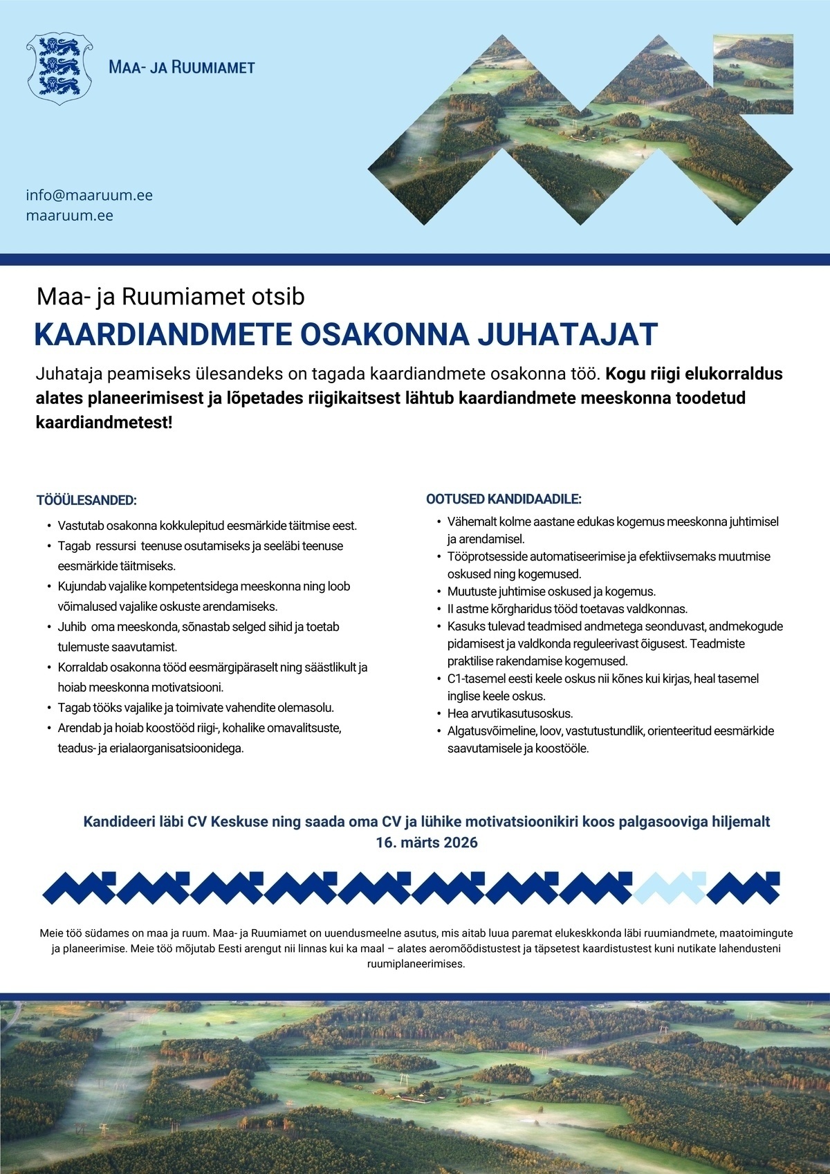 Maa- ja Ruumiamet Kaardiandmete osakonna juhataja