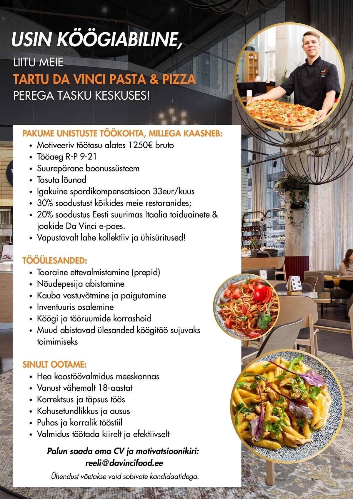 Da Vinci Restoranid OÜ KÖÖGIABILINE (TASKU DA VINCI)