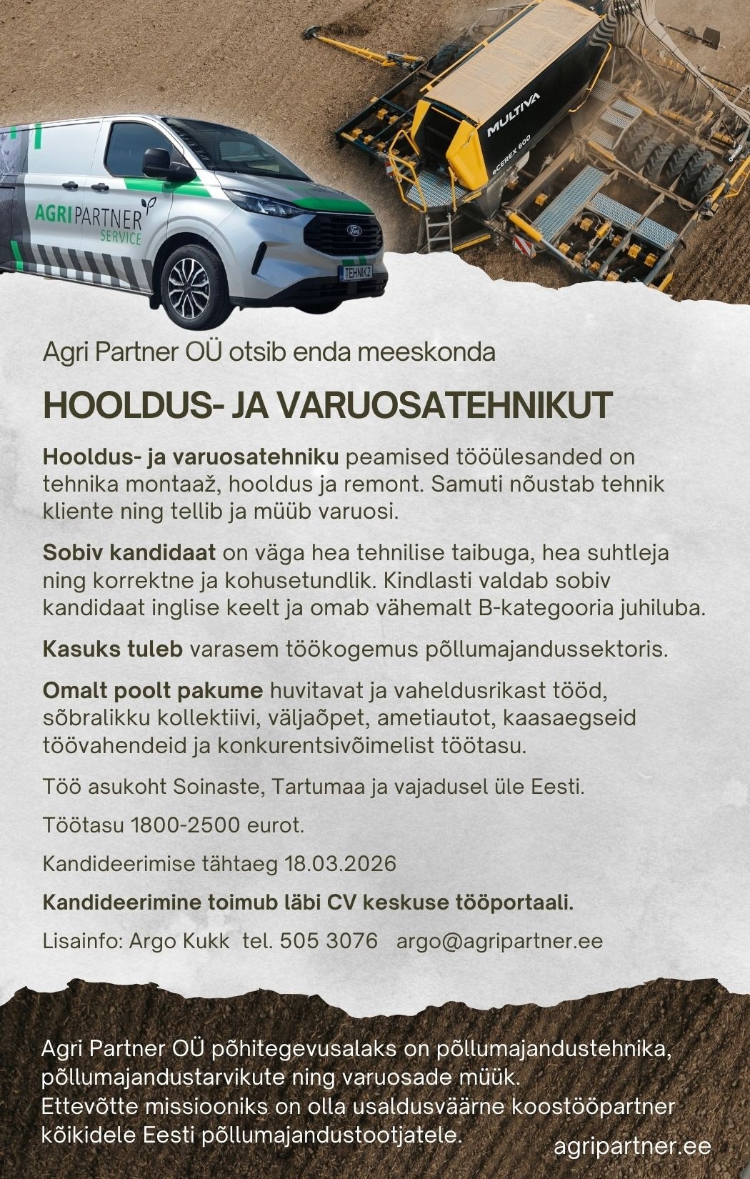 Agri Partner OÜ HOOLDUS- JA VARUOSATEHNIK