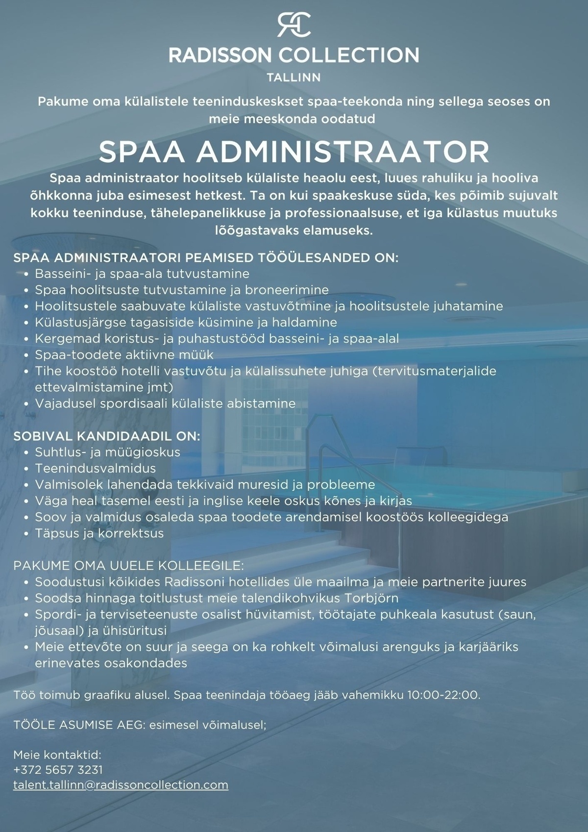 HMP Hotellid OÜ SPAA administraator, Radisson Collection Hotel, Tallinn