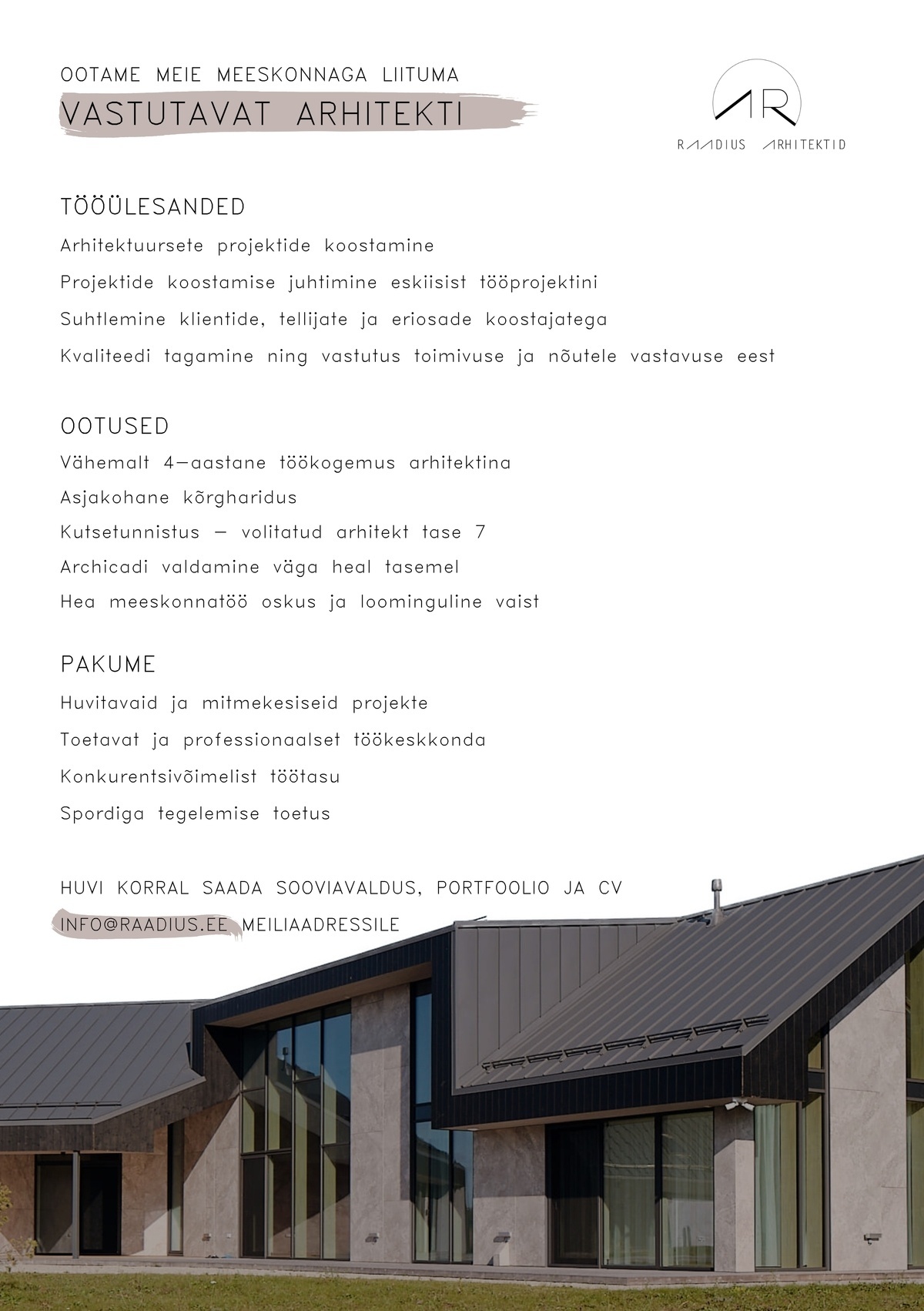 Raadius Arhitektid OÜ Vastutav arhitekt