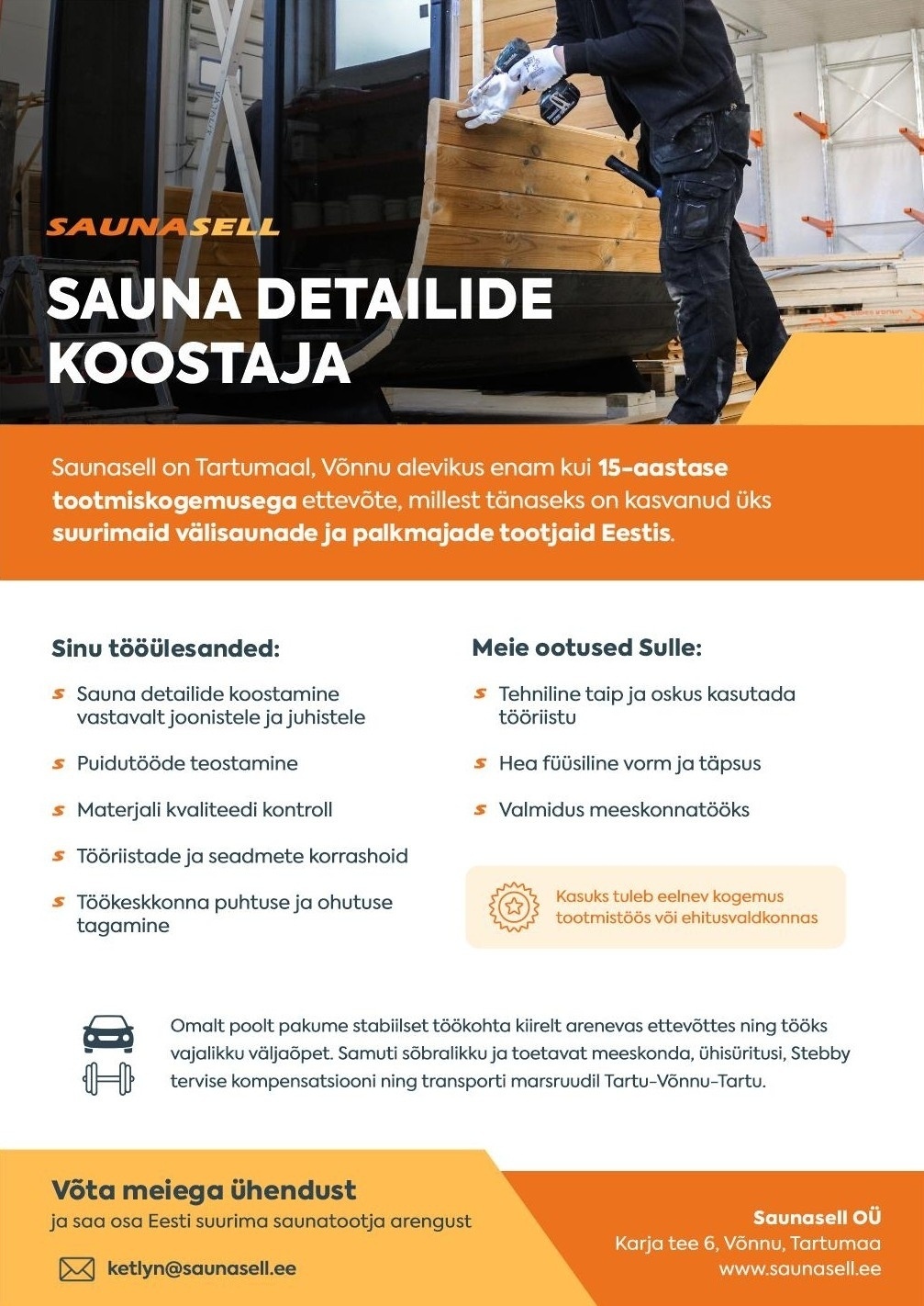 SAUNASELL OÜ Sauna detailide koostaja