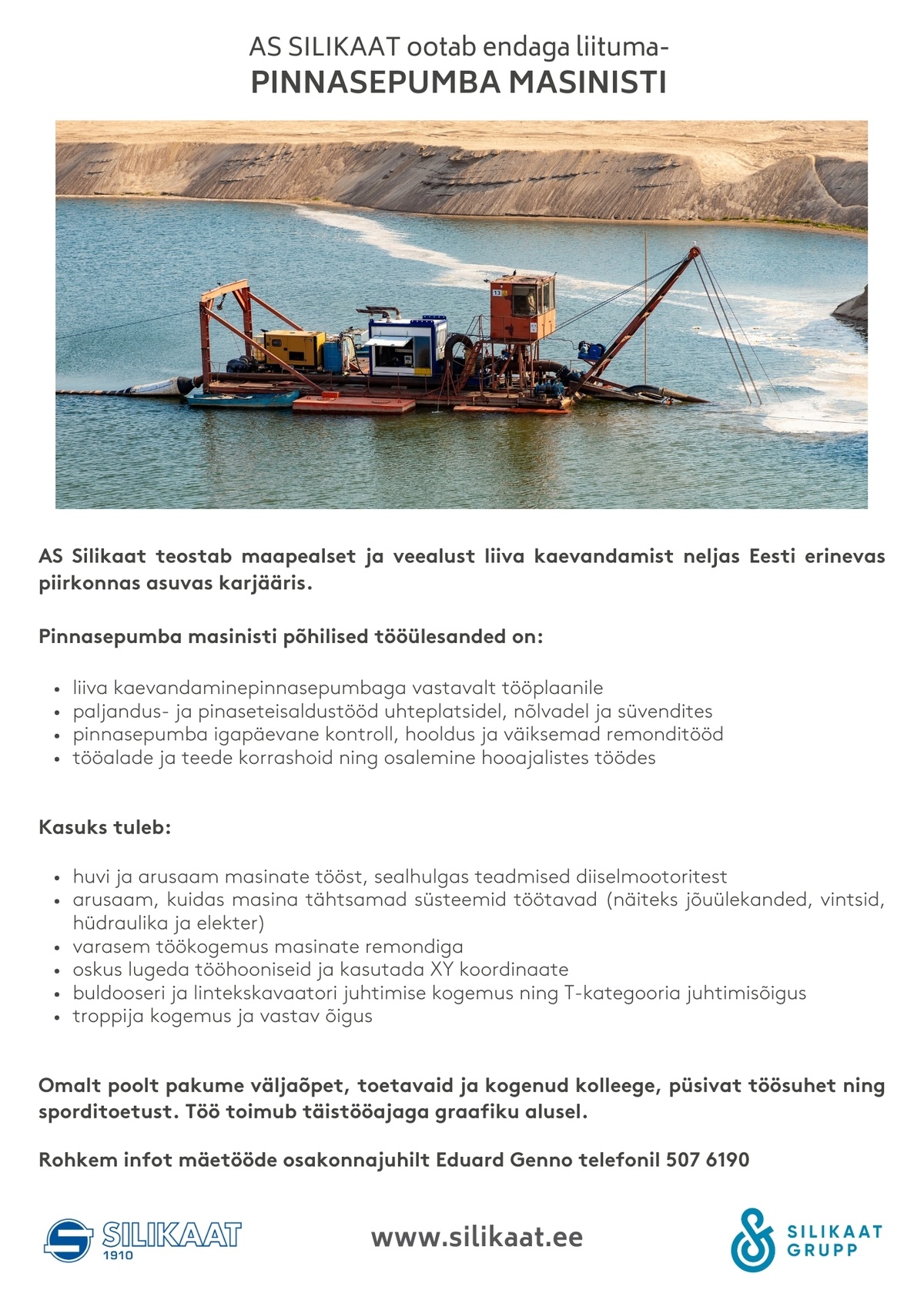 Silikaat AS Pinnasepumba masinist