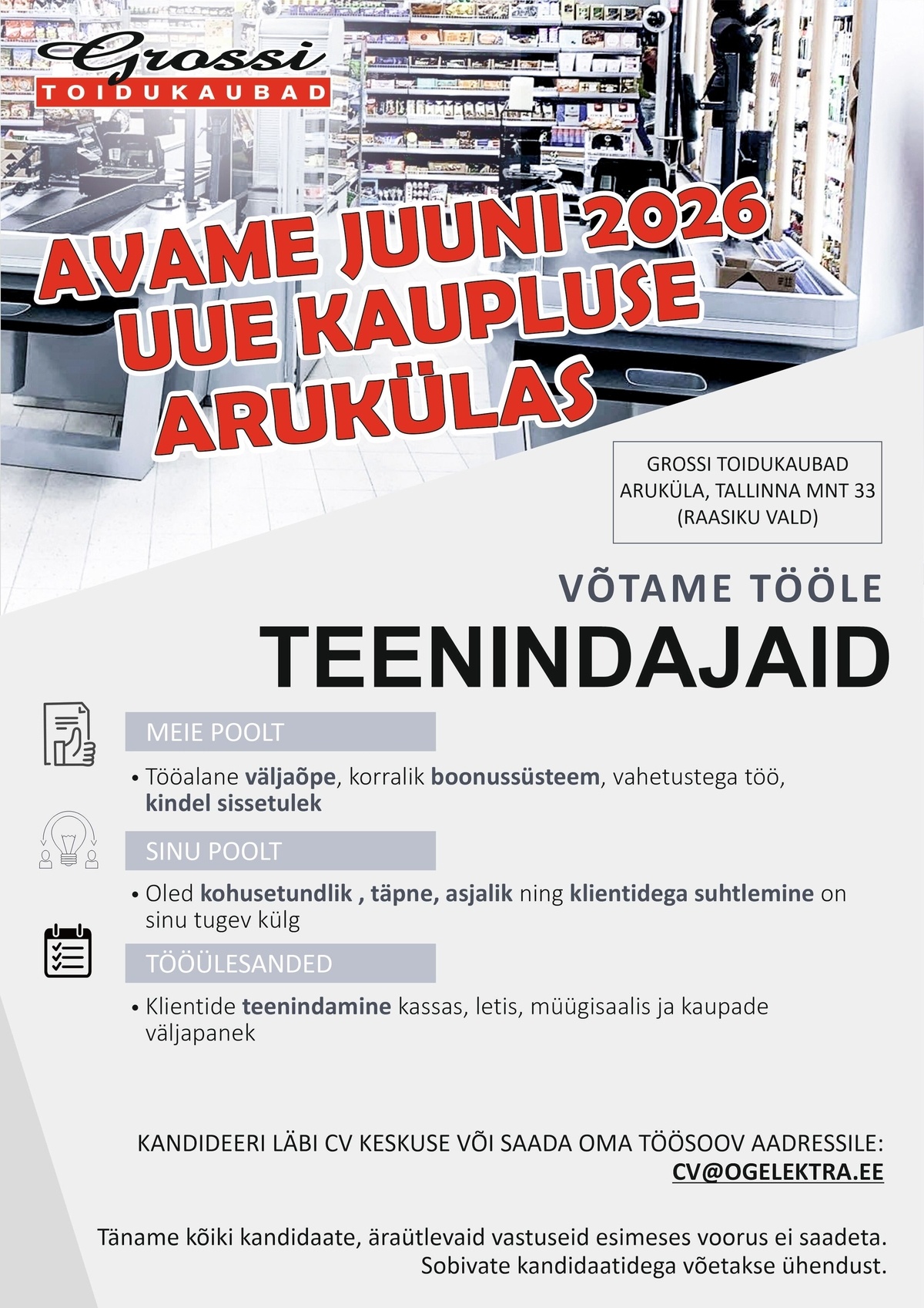 OG Elektra AS Teenindajad (UUS kauplus Arukülas)