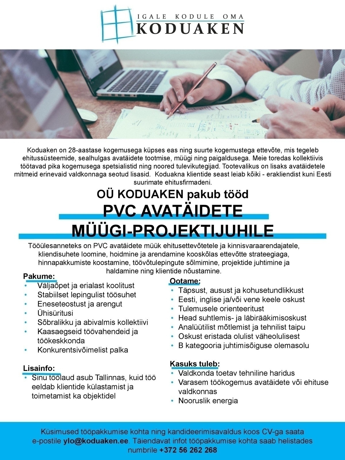 Koduaken OÜ PVC avatäidete müügi- projektijuht