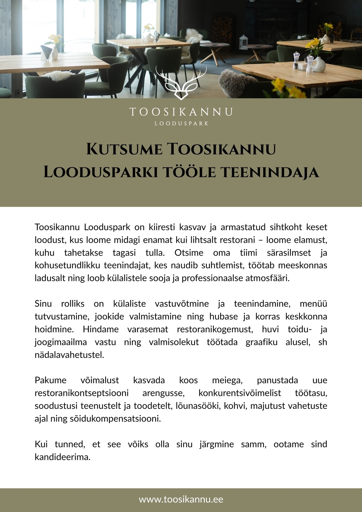 TOOSIKANNU OÜ Toitlustusteenindaja