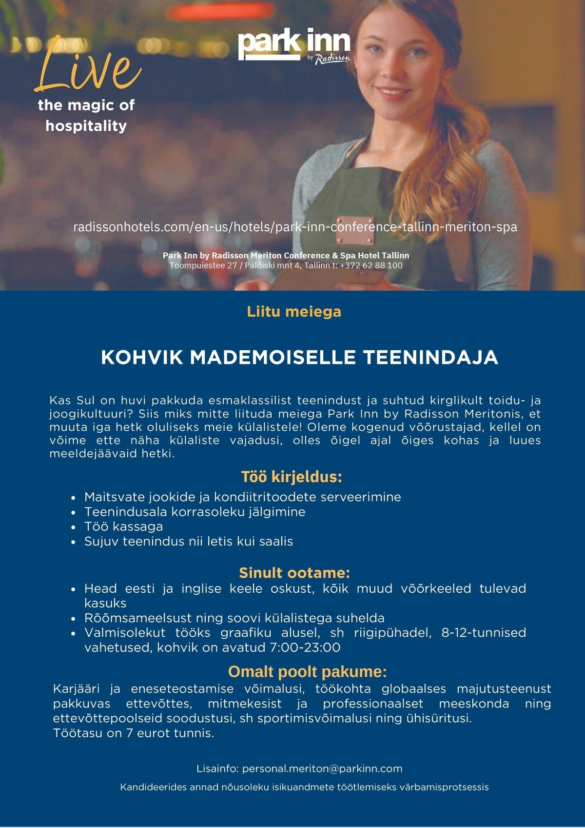 Meriton Hotels OÜ Toitlustusteenindaja