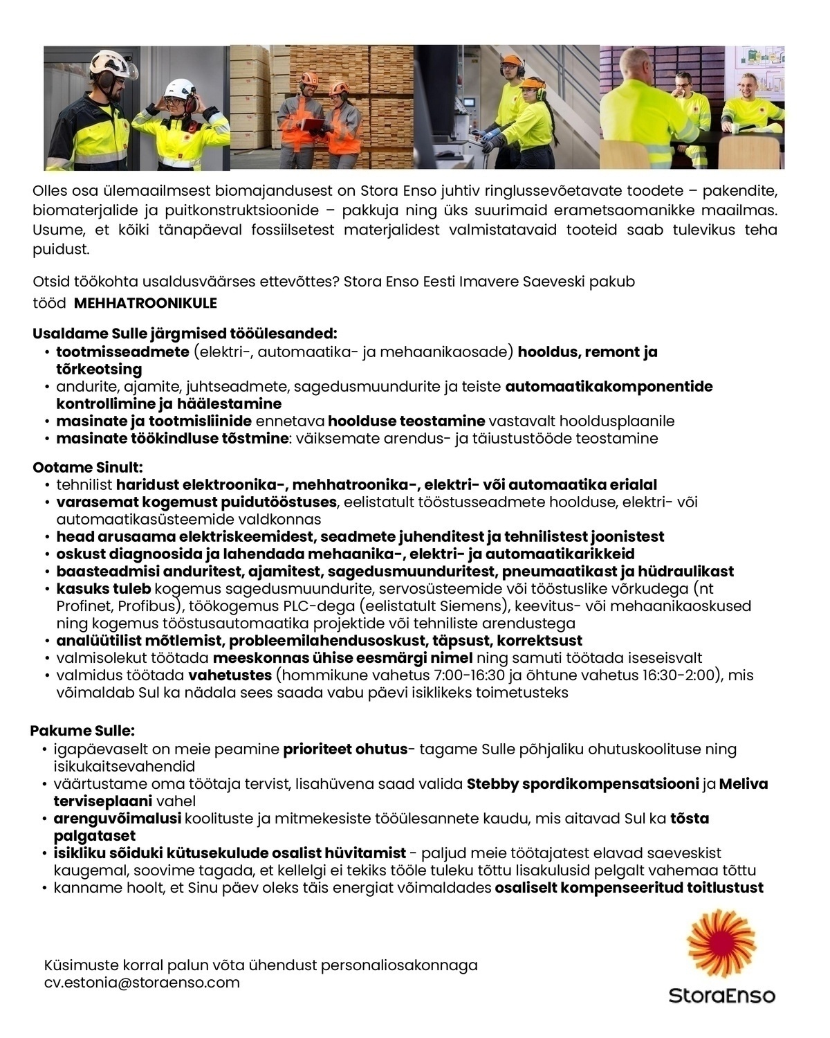 Stora Enso Eesti AS Mehhatroonik