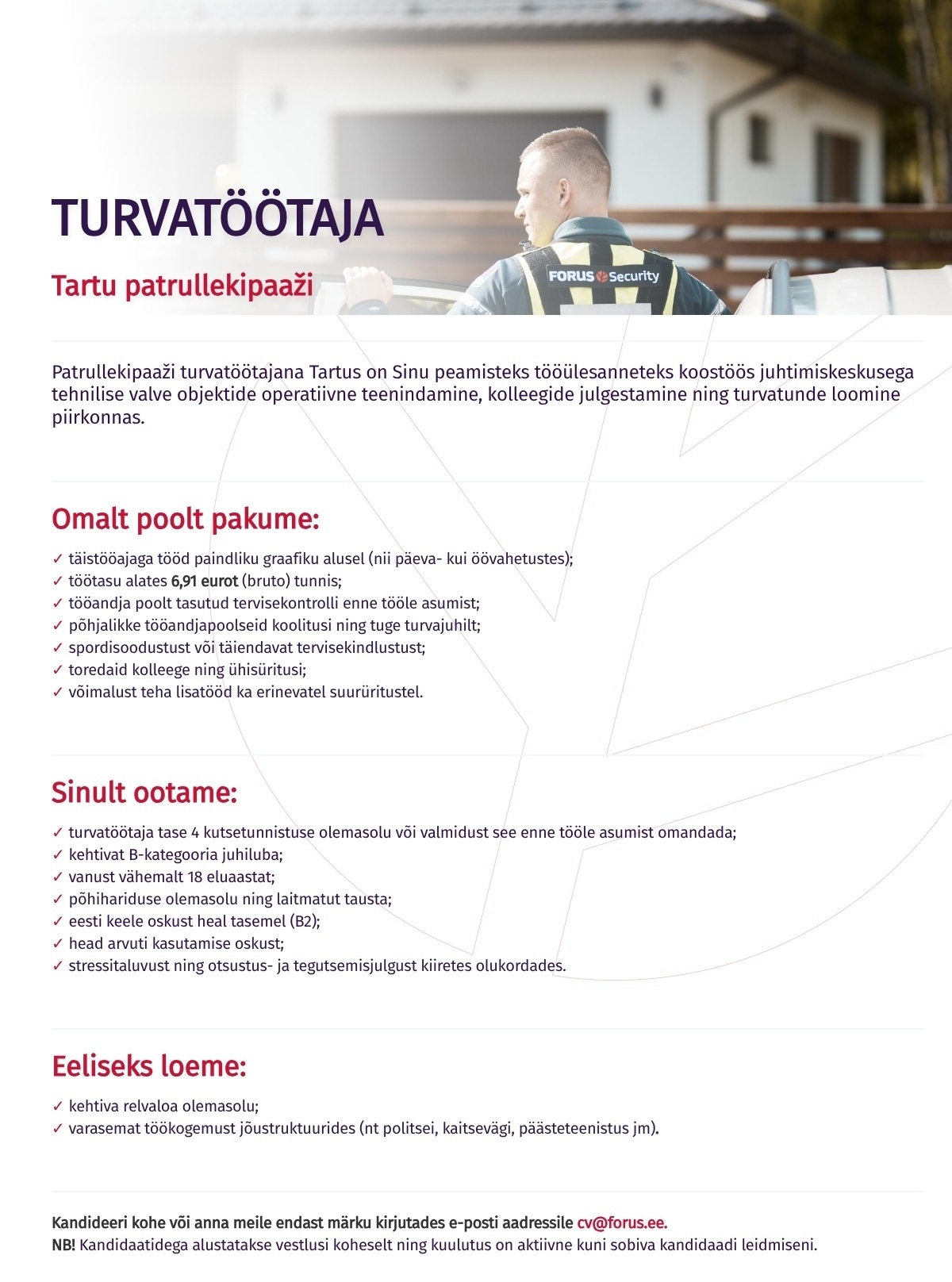 Forus Security AS Turvatöötaja Tartu patrullekipaaži