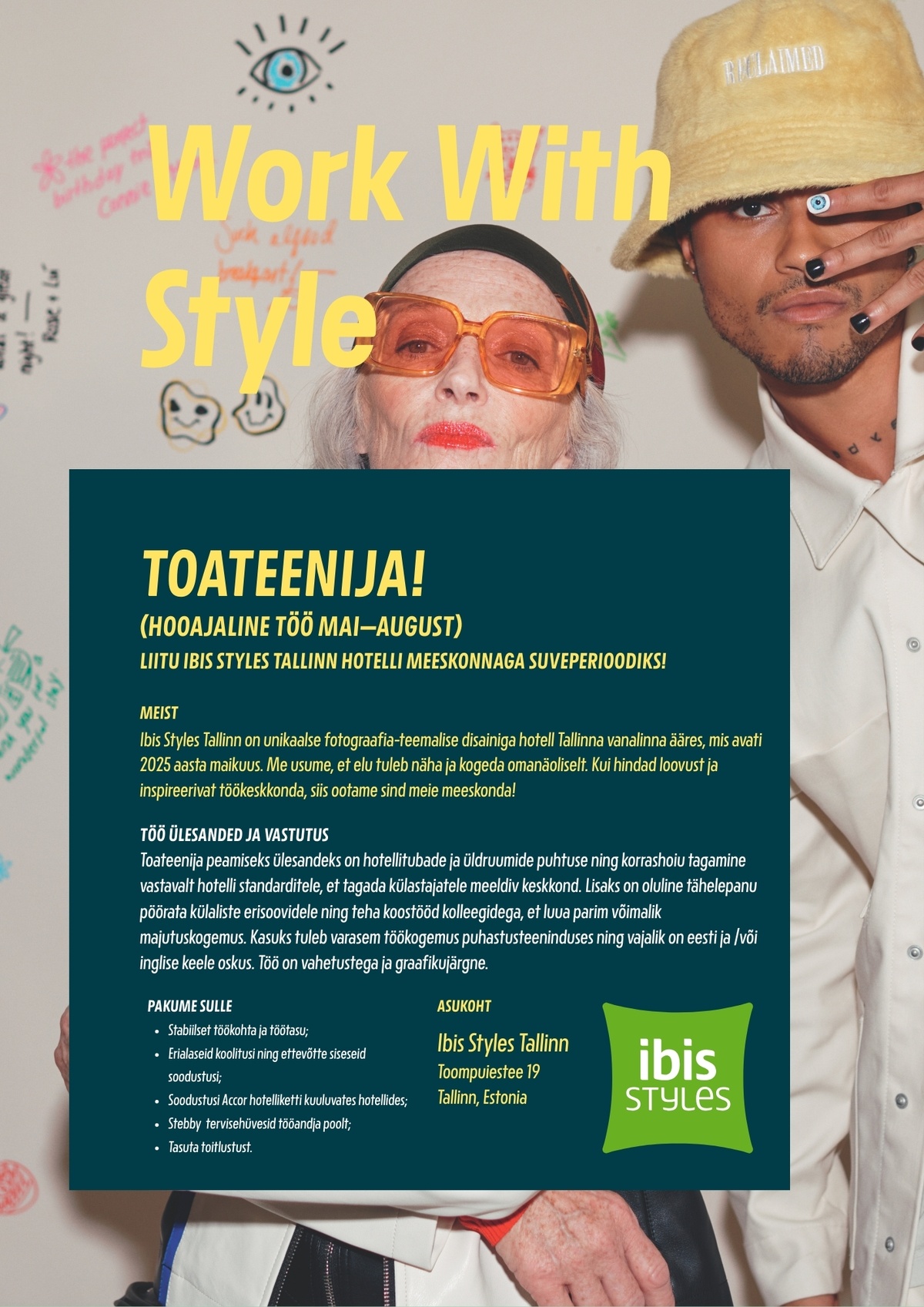 Duco Styles OÜ TOATEENIJA! (hooajaline töö mai-august) - liitu ibis Styles Tallinn meeskonnaga suveperioodiks!