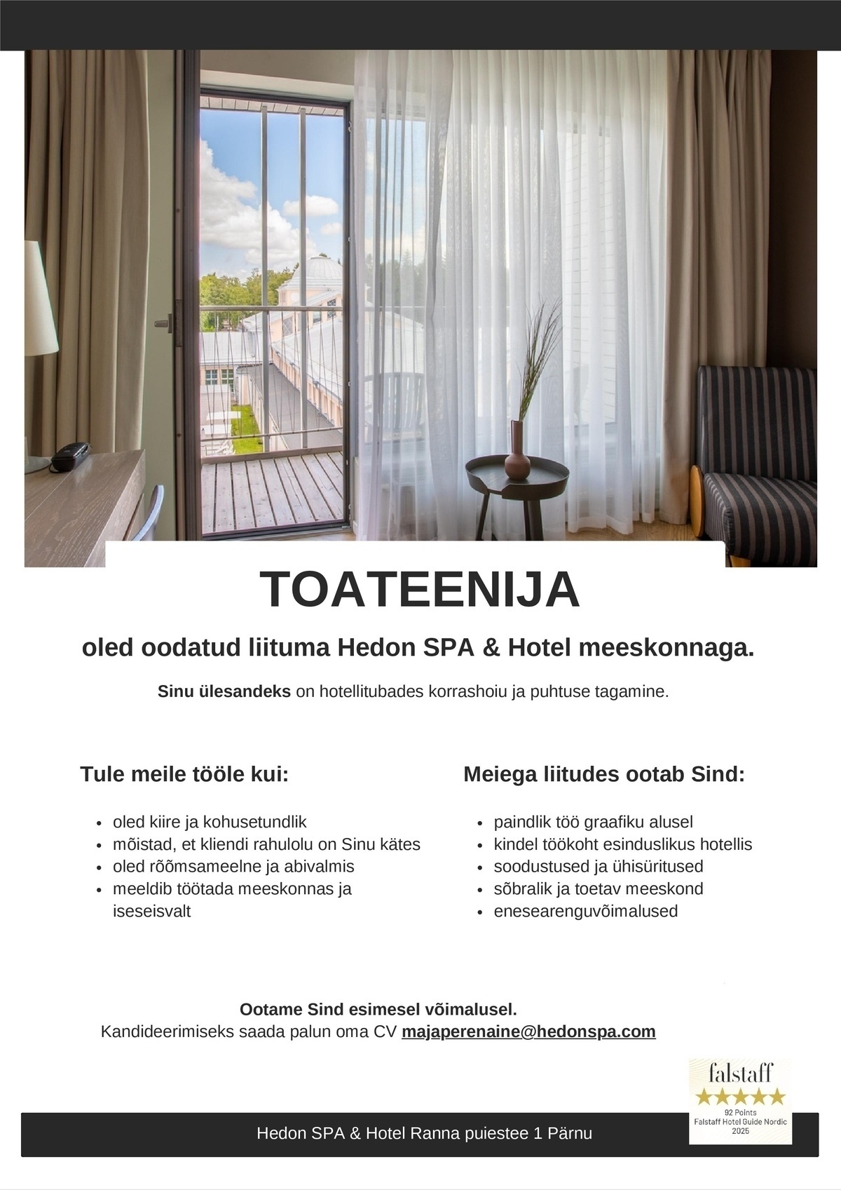 Supeluse Hotell OÜ Hedon SPA & HOTEL Toateenija