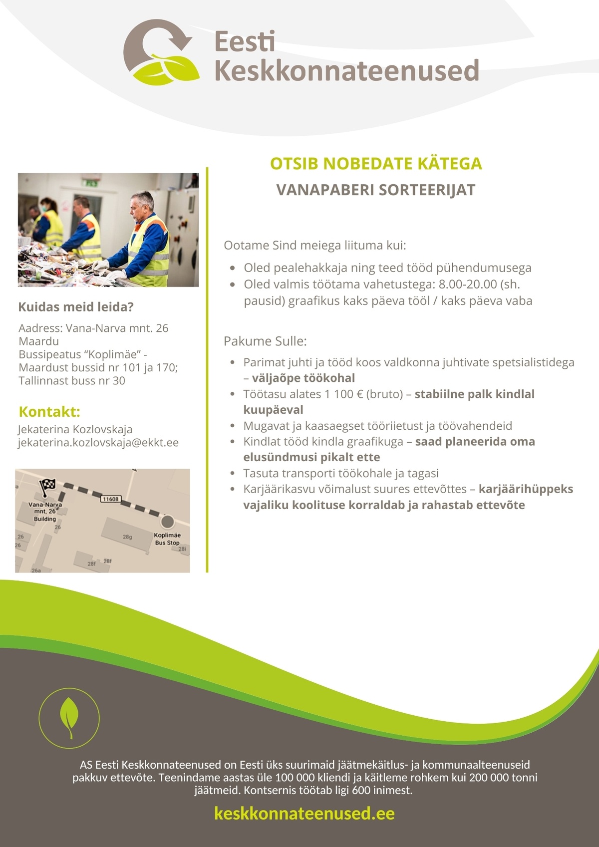 Eesti Keskkonnateenused AS Tehase töötaja