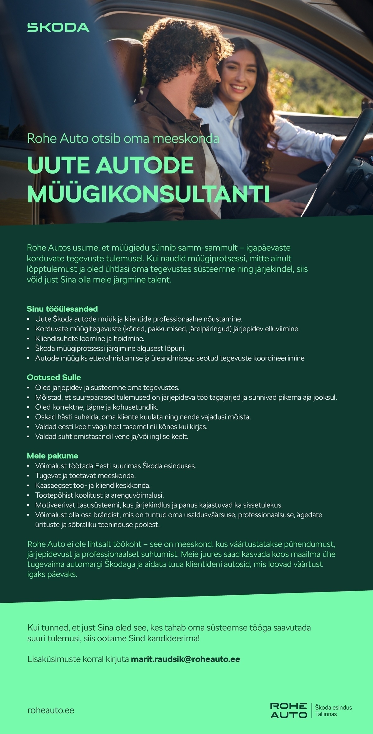 Rohe Auto AS Uute autode müügikonsultant