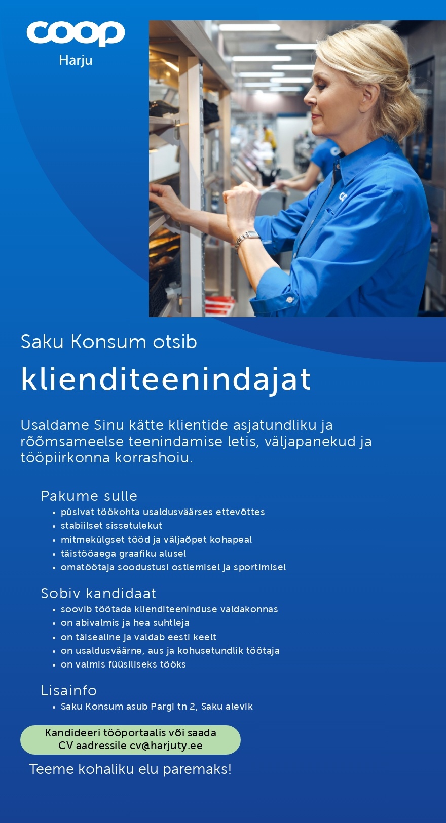 Harju Tarbijate Ühistu Klienditeenindaja Saku Konsumis (Coop Harju)