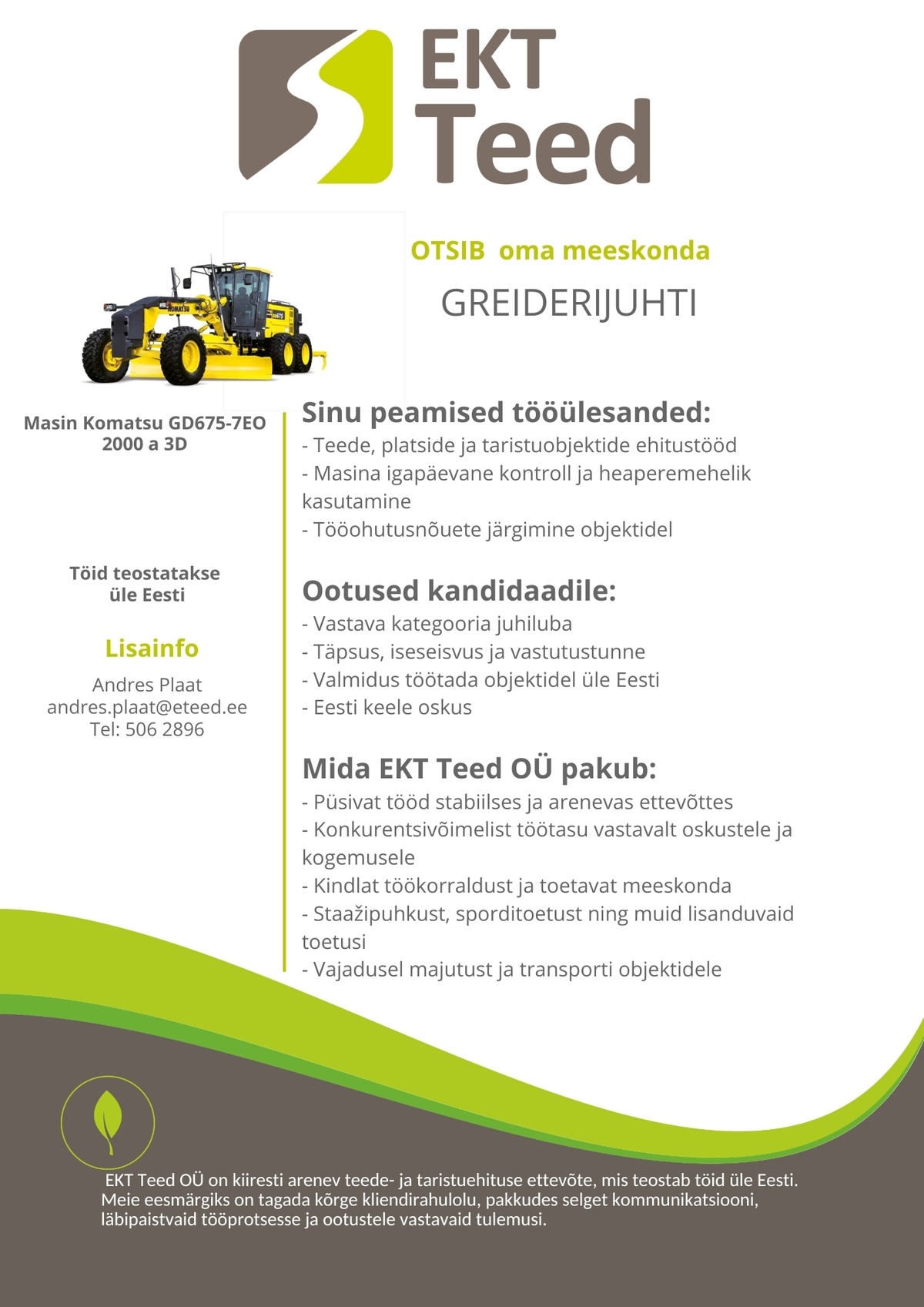 EKT Teed OÜ Greiderijuht