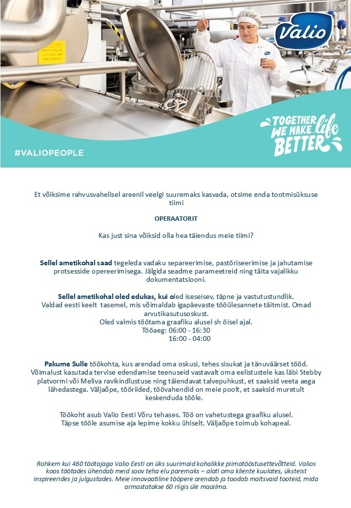 Valio Eesti AS Operaator