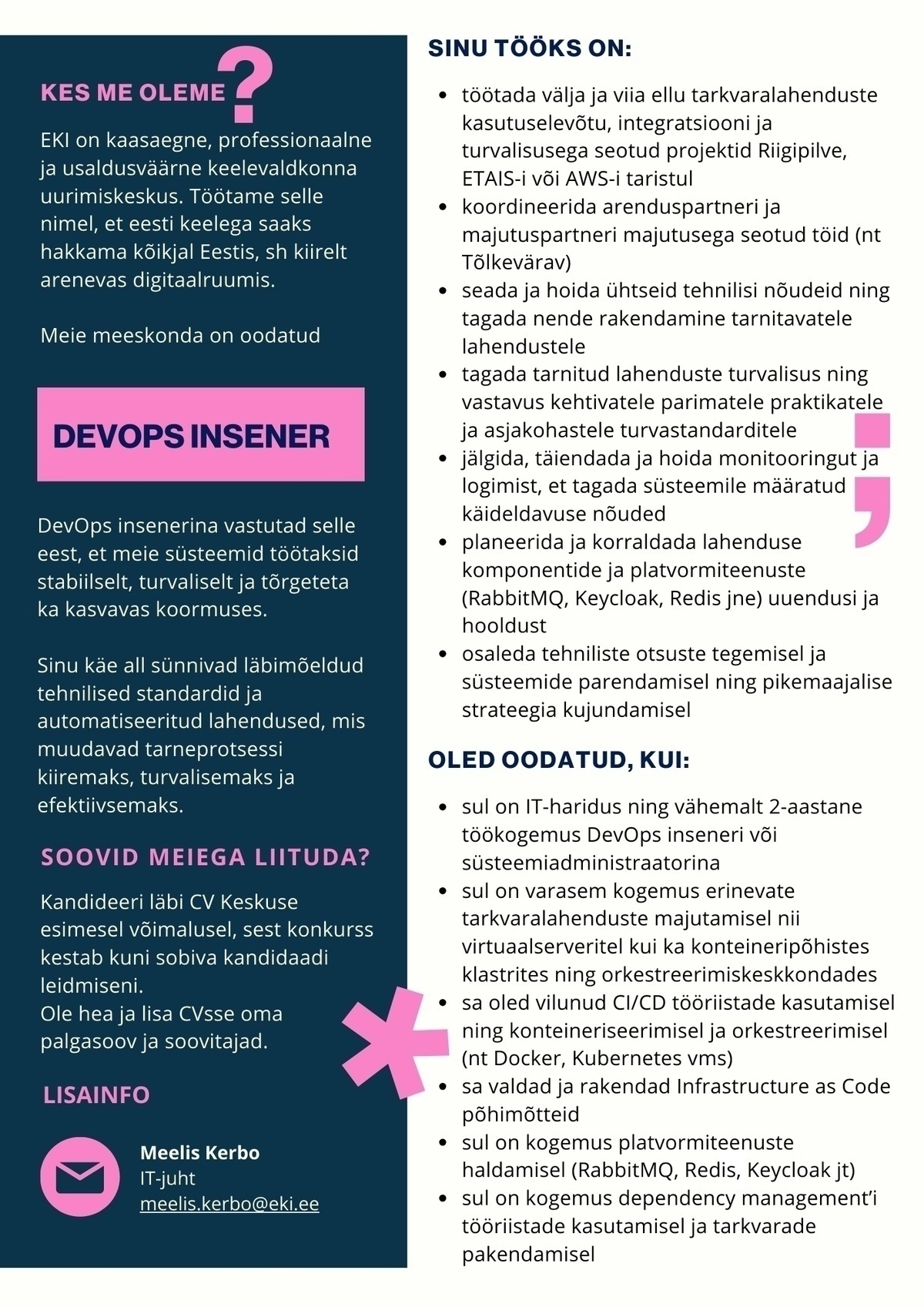 Eesti Keele Instituut DevOps insener