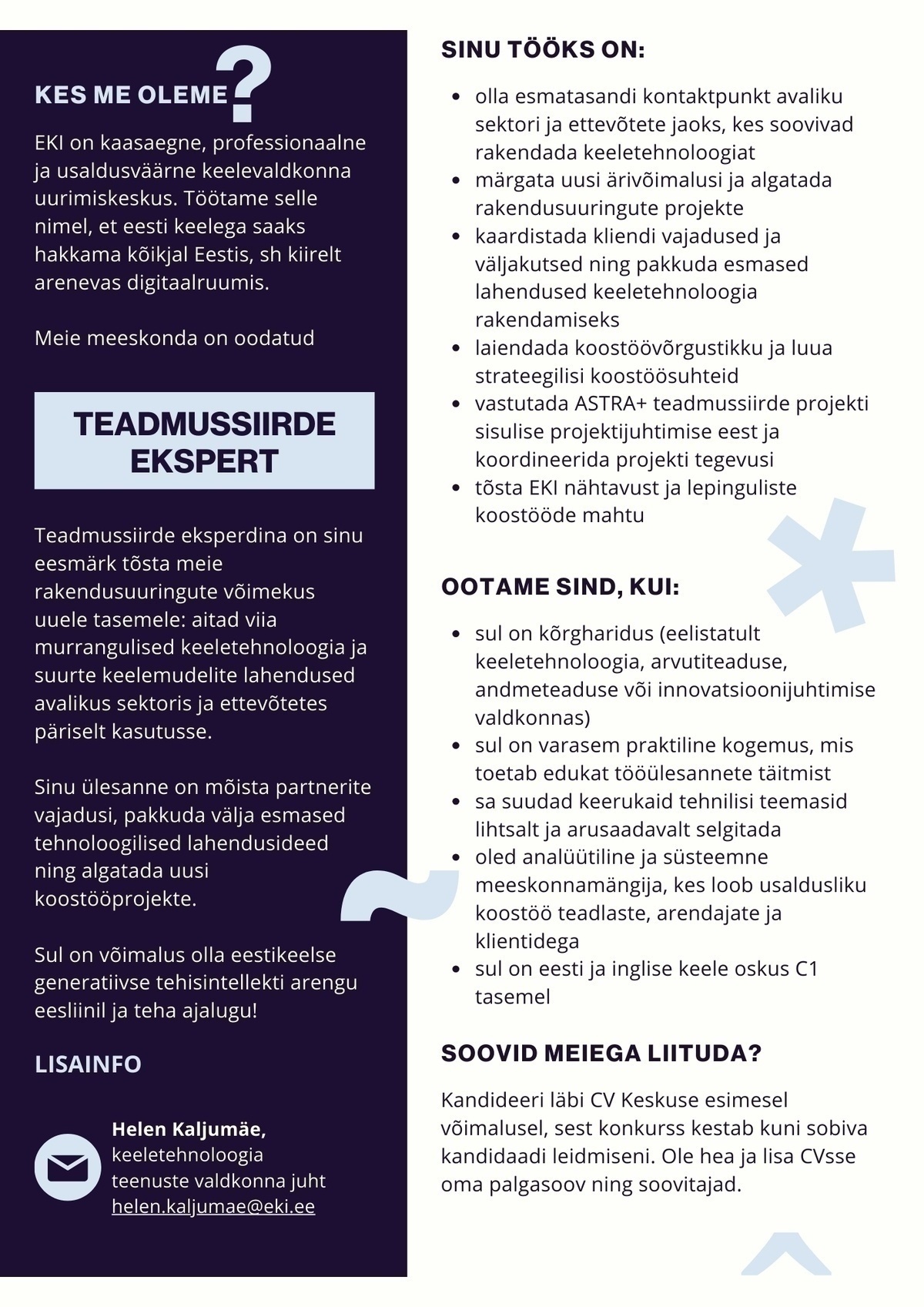 Eesti Keele Instituut Teadmussiirde ekspert