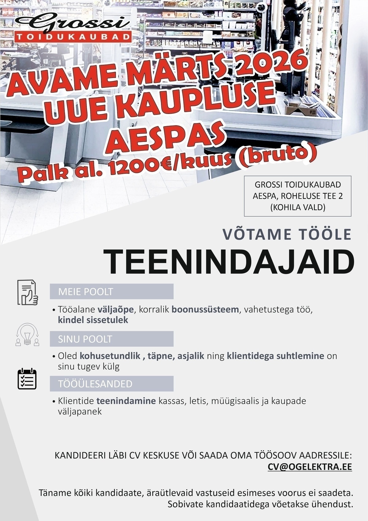 OG Elektra AS Teenindajad (UUS kauplus Aespas)