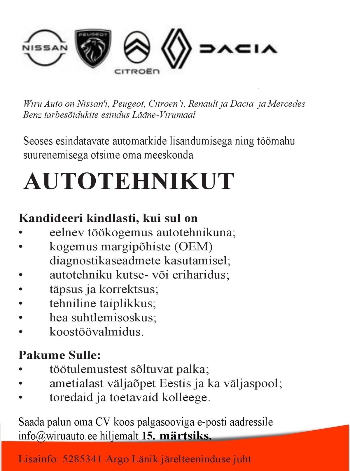 WIRU AUTO OÜ Autotehnik