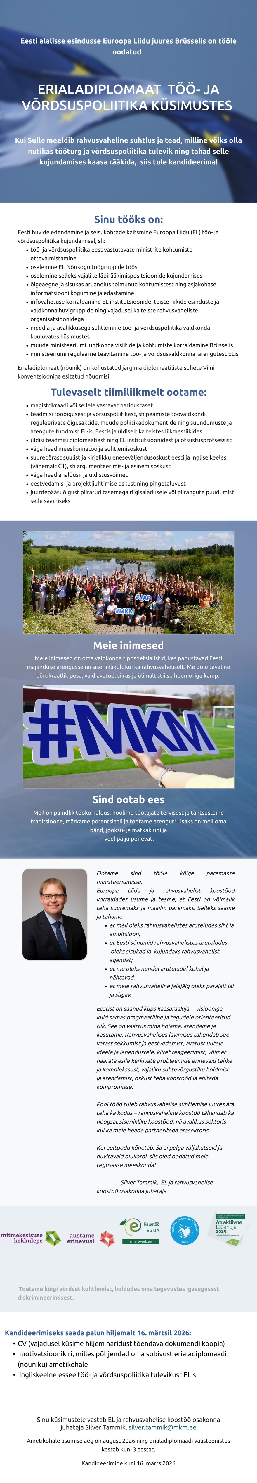 MKM Erialadiplomaat töö- ja võrdsuspoliitika küsimustes