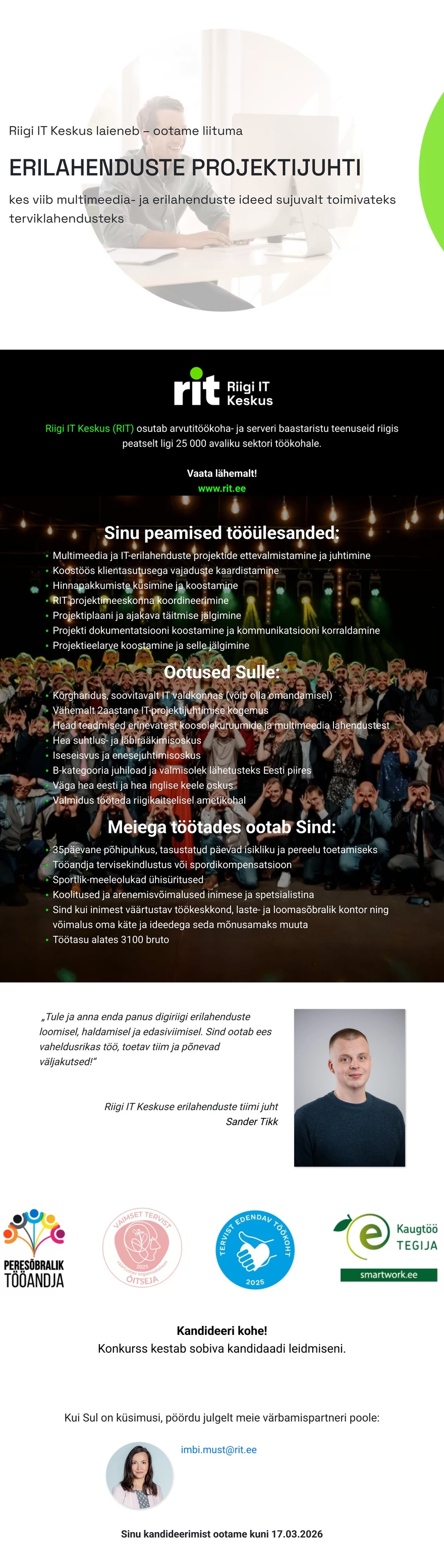 Riigi IT Keskus Projektijuht (erilahendused)