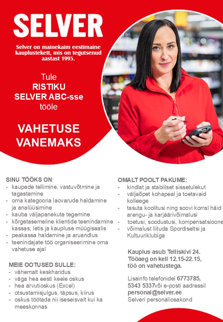 Selver Vahetuse vanem Ristiku Selver ABC-s
