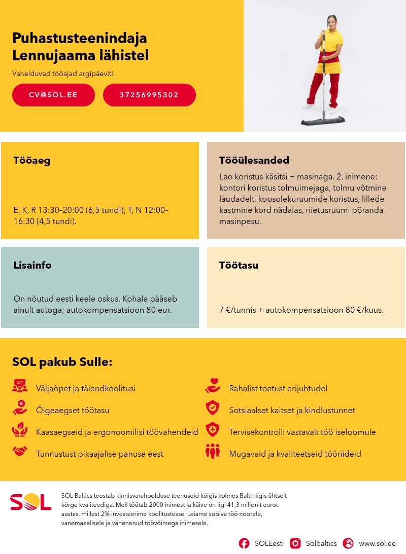 SOL Baltics OÜ Puhastusteenindaja Lennujaama lähistel