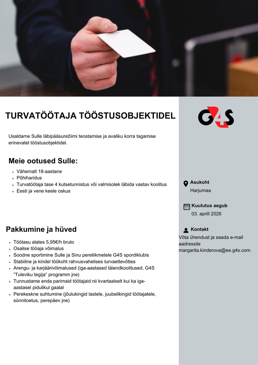 AS G4S Eesti Turvatöötaja tööstusobjektil