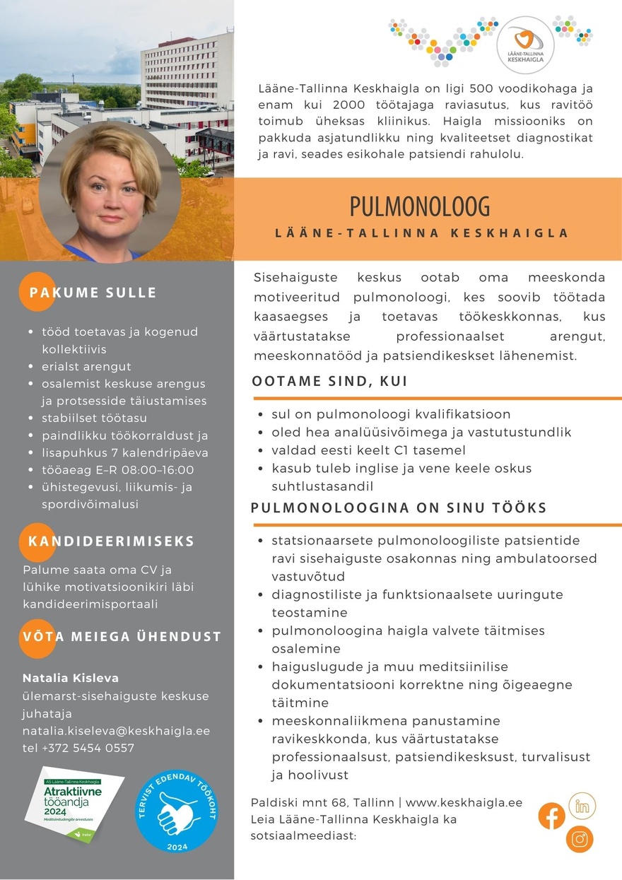 AS Lääne-Tallinna Keskhaigla Pulmonoloog