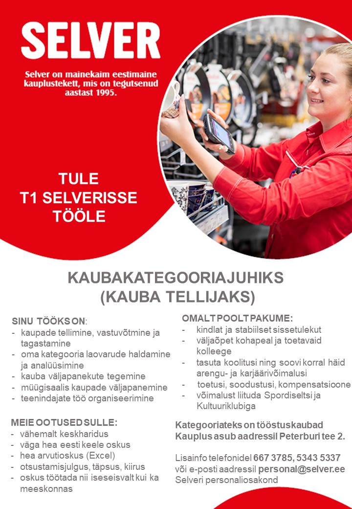 Selver Kaubakategooriajuht (kauba tellija) T1 Selveris