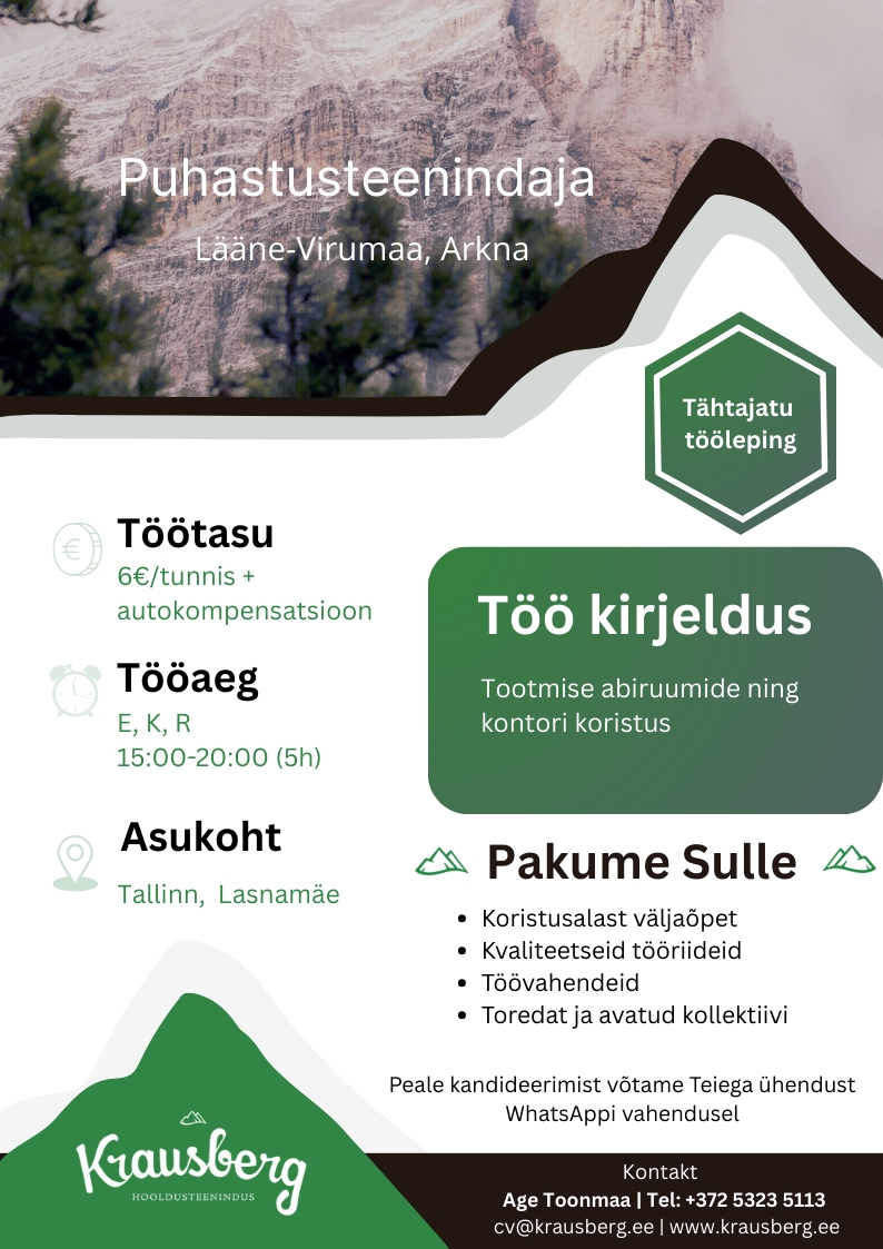 Krausberg Eesti OÜ Puhastusteenindaja