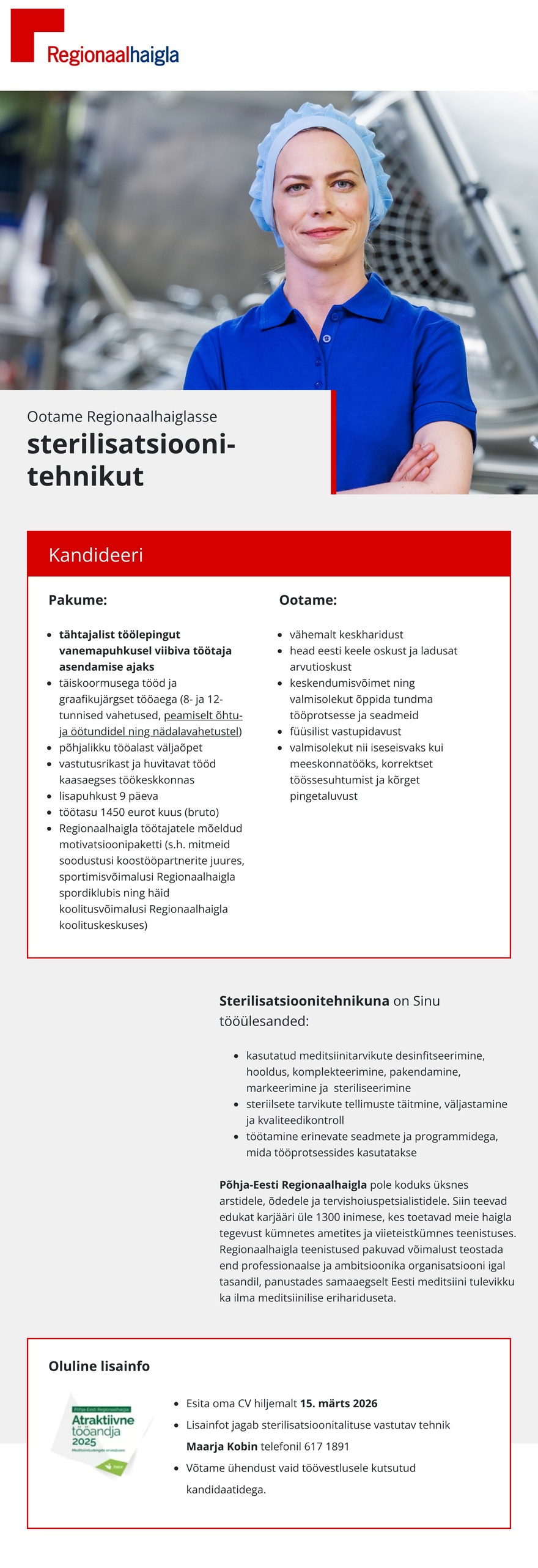 Põhja-Eesti Regionaalhaigla Sterilisatsioonitehnik