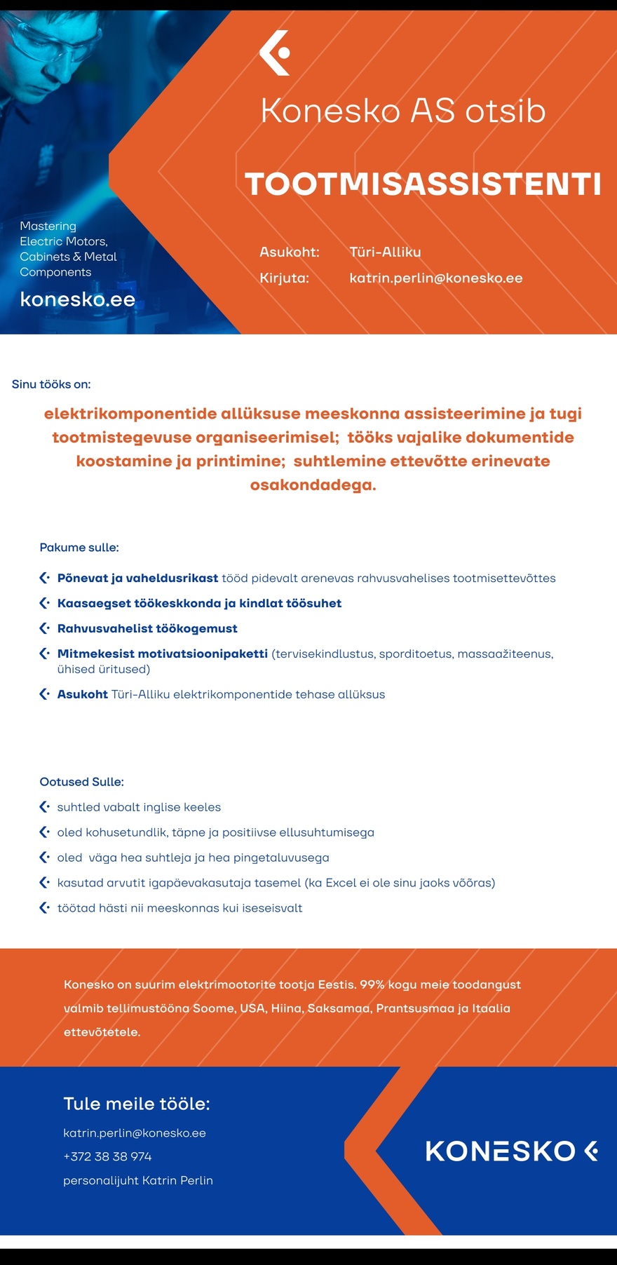 AS Konesko Tootmisassistent Türi-Alliku tehasesse