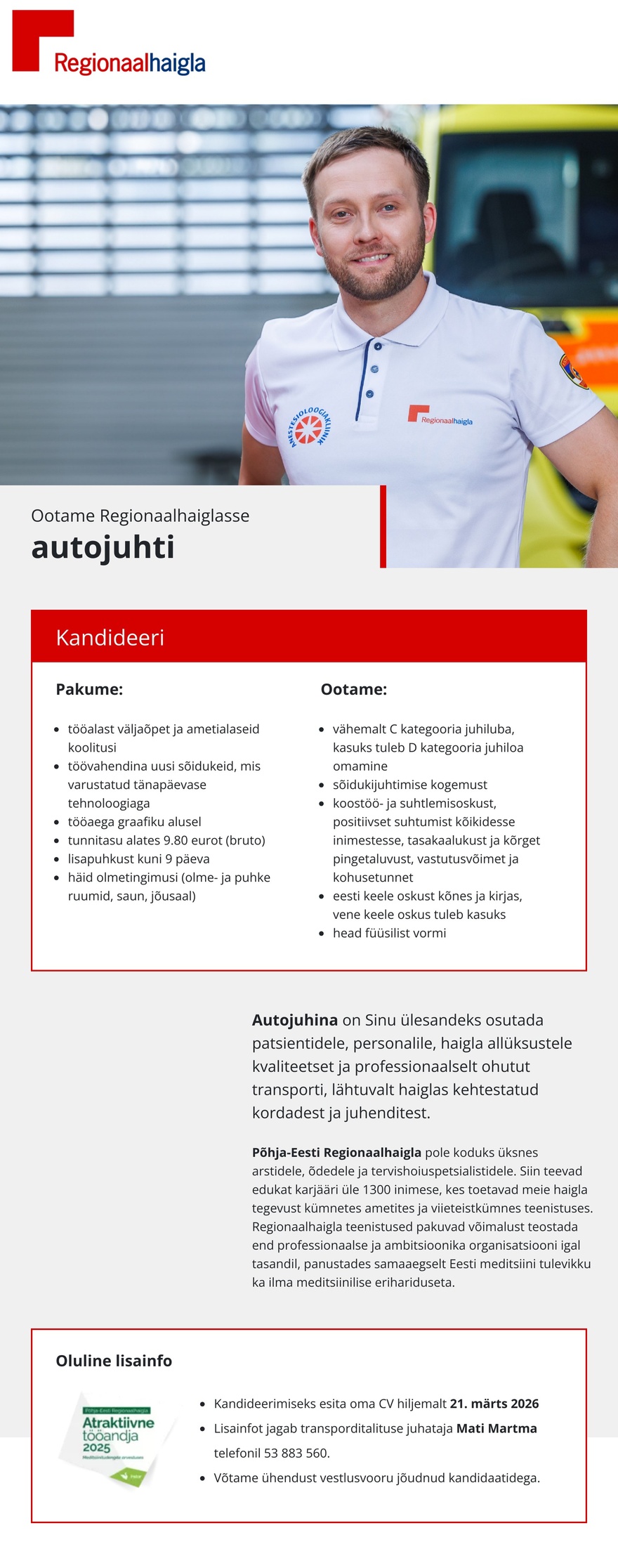 Põhja-Eesti Regionaalhaigla Autojuht