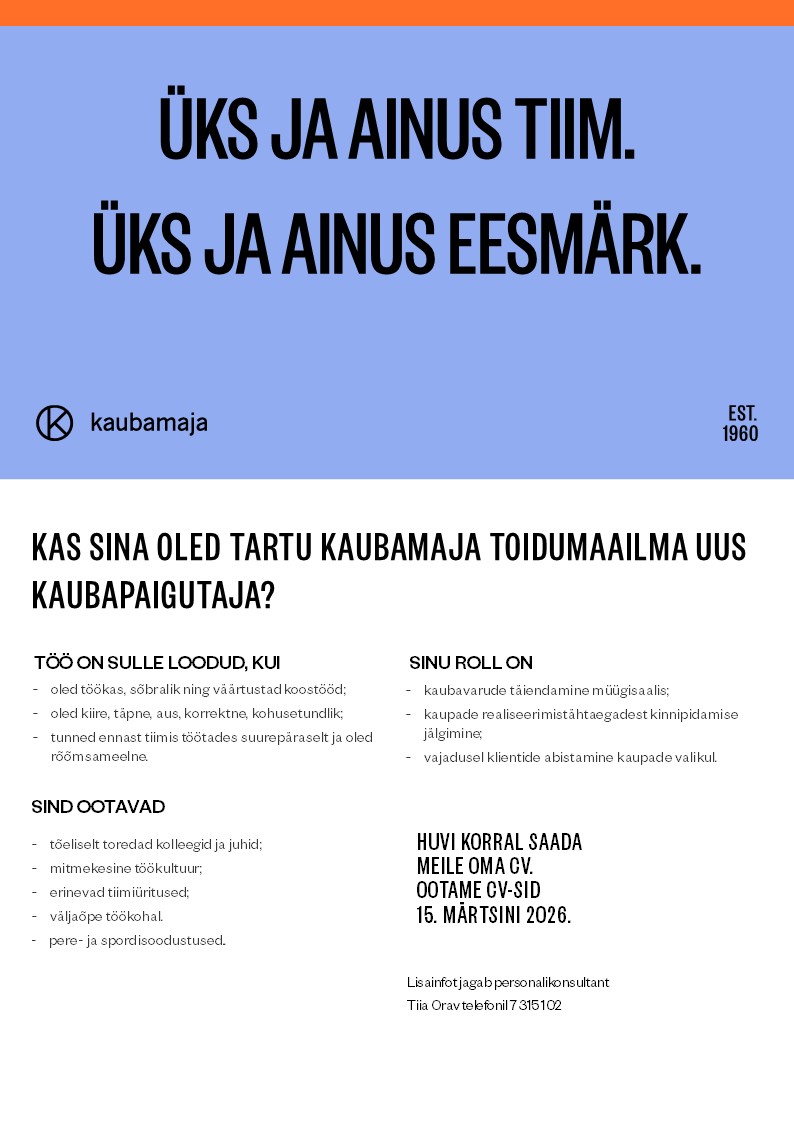 Kaubamaja Kaubapaigutaja Tartu Kaubamaja Toidumaailmas