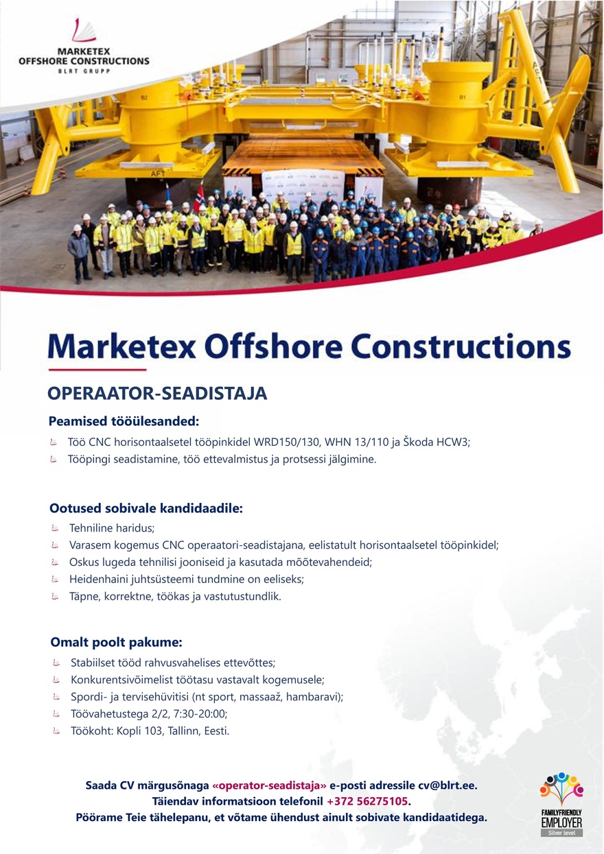 Marketex Offshore Constructions Operaator-seadistaja
