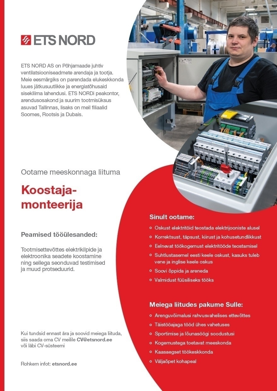 ETS NORD AS Koostaja - monteerija