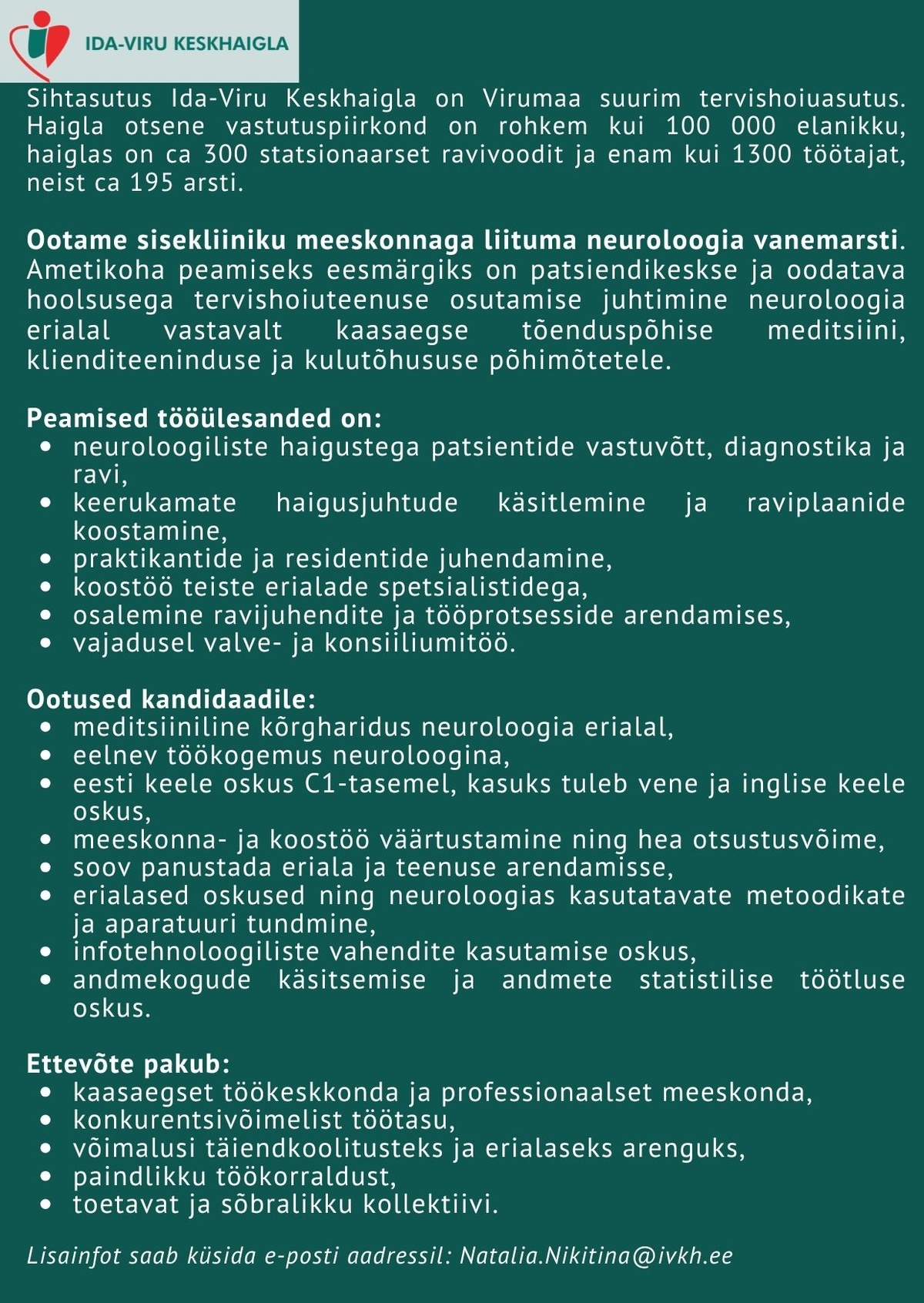 Ida-Viru Keskhaigla SA Neuroloogia vanemarst