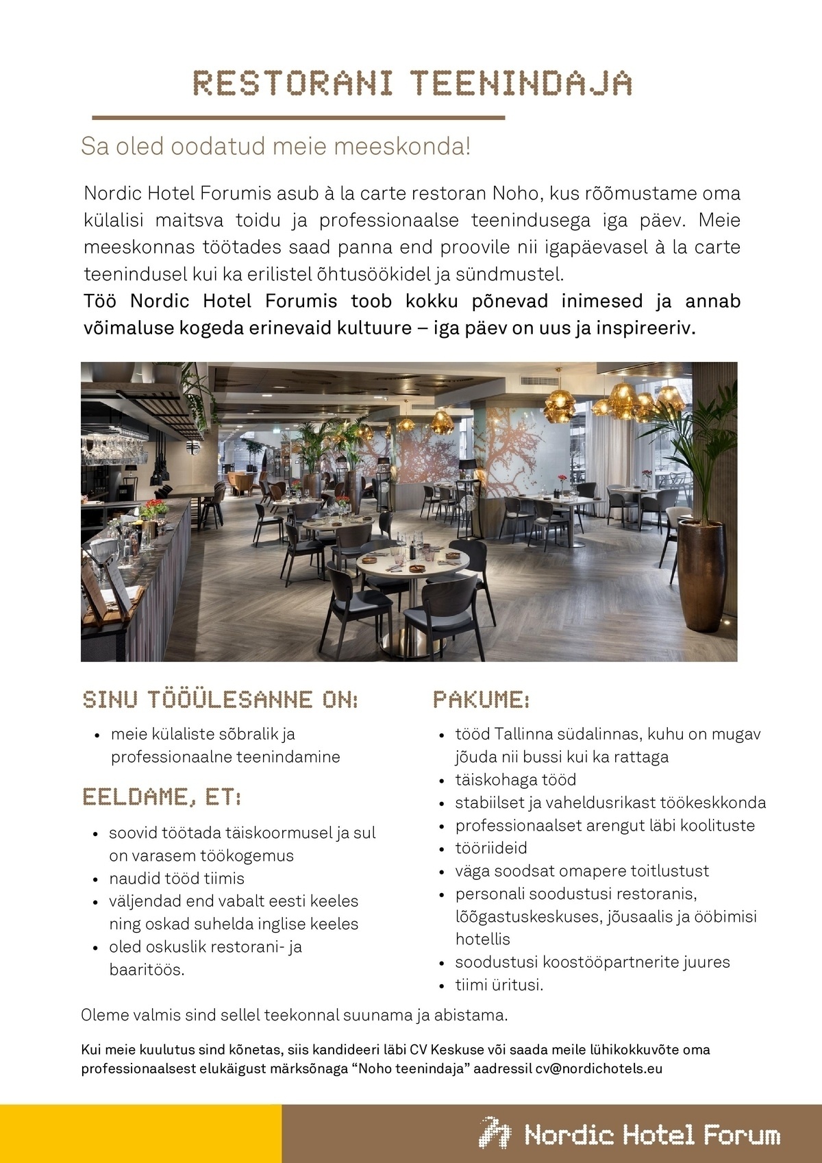 Nordic Hotels OÜ Restorani teenindaja