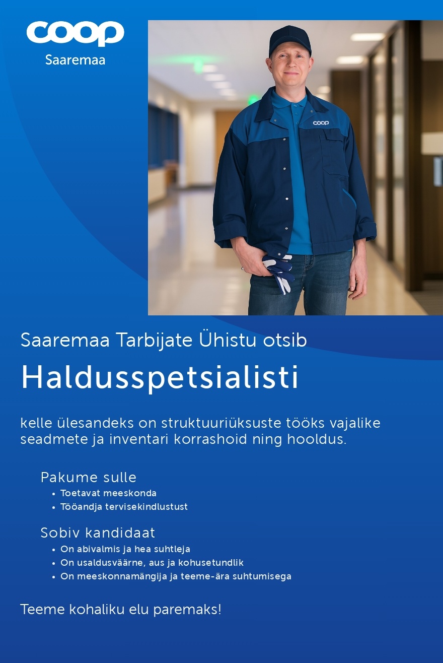 Saaremaa Tarbijate Ühistu Haldusspetsialist (Coop Saaremaa)