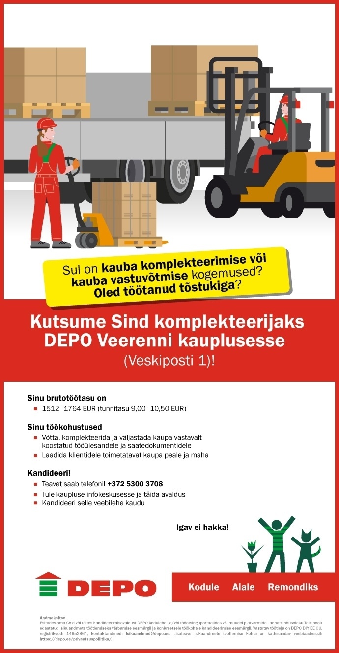 DEPO DIY EE OÜ Komplekteerija, Veerenni (Veskiposti 1)